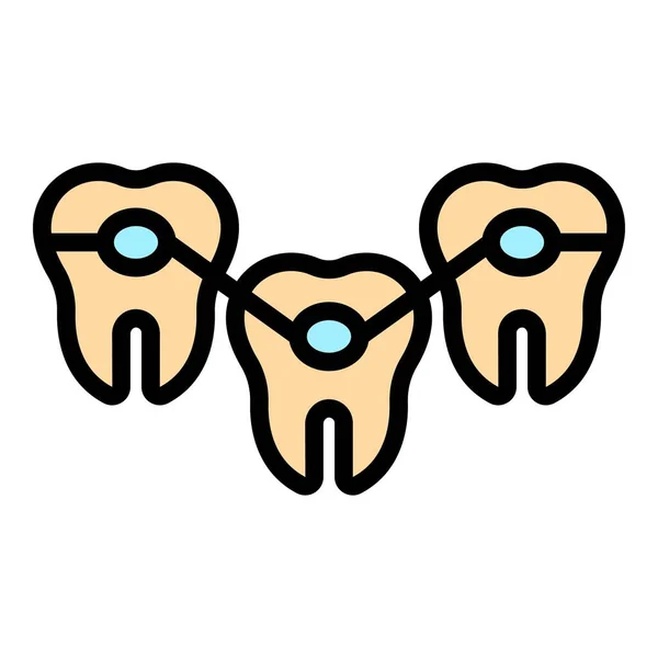 Βάκχες δοντιών εικονίδιο χρώμα περίγραμμα διάνυσμα — Διανυσματικό Αρχείο