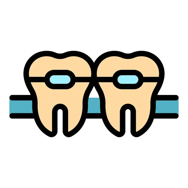 Dientes frenos icono color contorno vector — Vector de stock