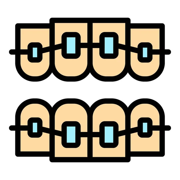 Metalowe szelki dentystyczne ikona kolor zarys wektor — Wektor stockowy