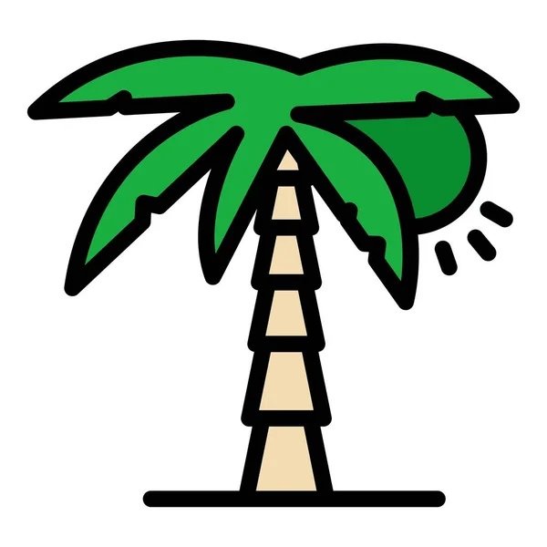 Spiaggia palma icona colore contorno vettore — Vettoriale Stock