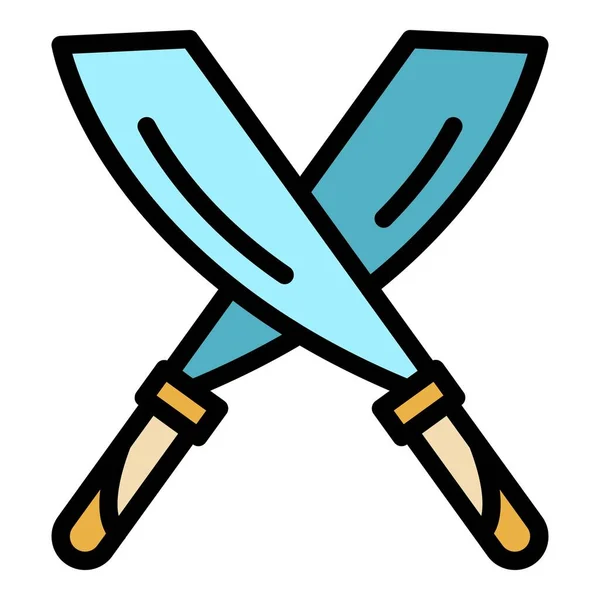 Two turkish sword icon color outline vector — 图库矢量图片