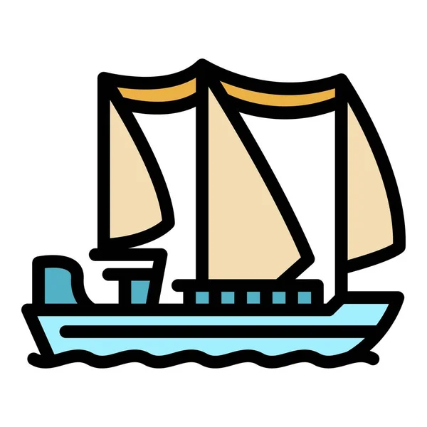 Turkish ship icon color outline vector — Vetor de Stock