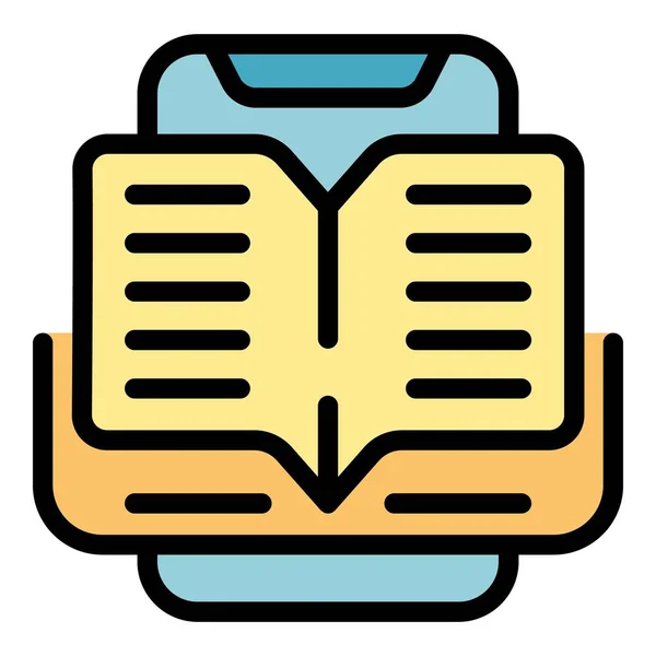 Вектор кольорових контурів значка онлайн-книги освіти — стоковий вектор