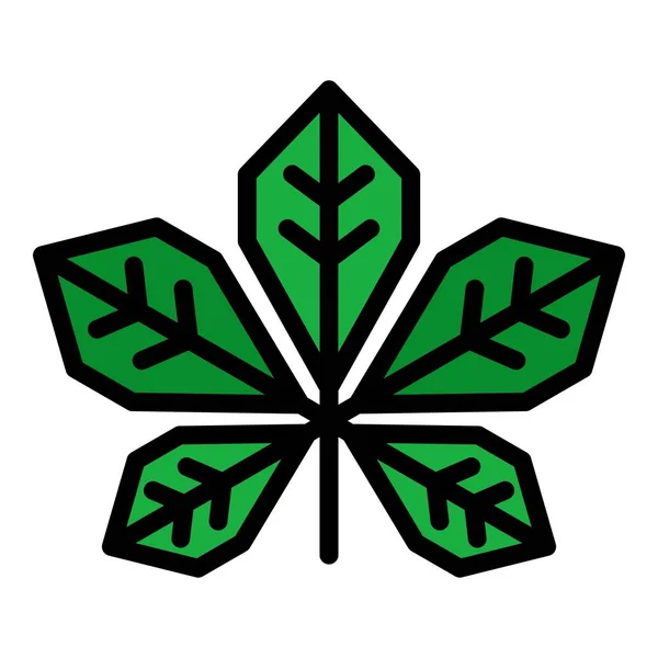 Botanical chestnut leaf icon color outline vector — Vector de stock