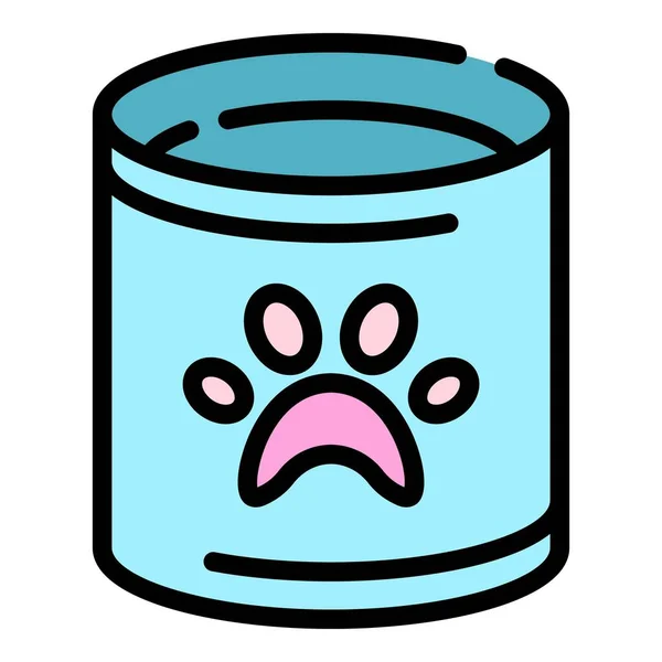 Paw canned food icon color outline vector —  Vetores de Stock