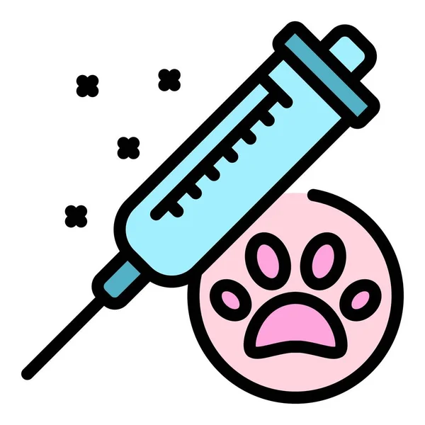 Cat vaccine icon color outline vector — Vetor de Stock