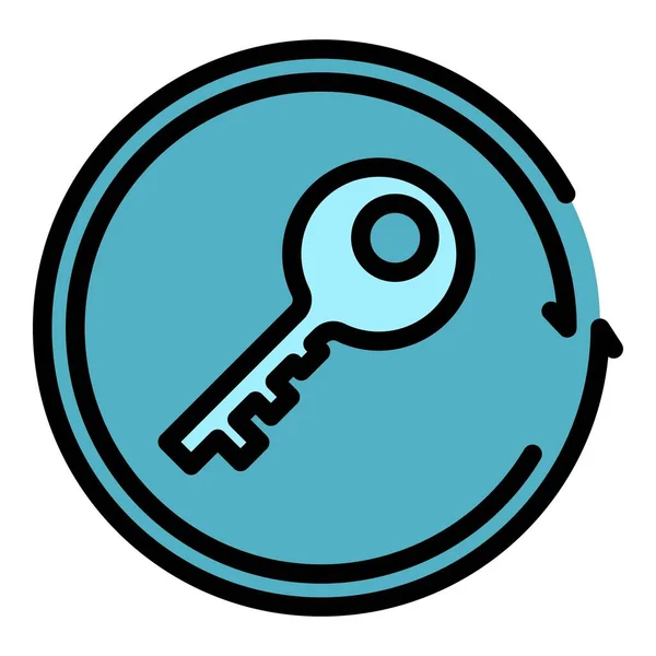 Circle key icon color outline vector — стоковый вектор