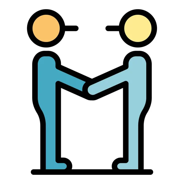 Handshake ami discussion icône couleur contour vecteur — Image vectorielle