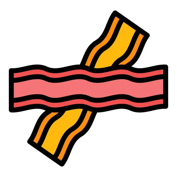 Bacon slice icon color outline vector — 图库矢量图片