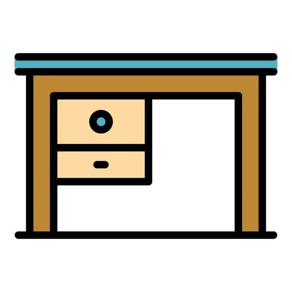 Wood retro table icon color outline vector — Vetor de Stock