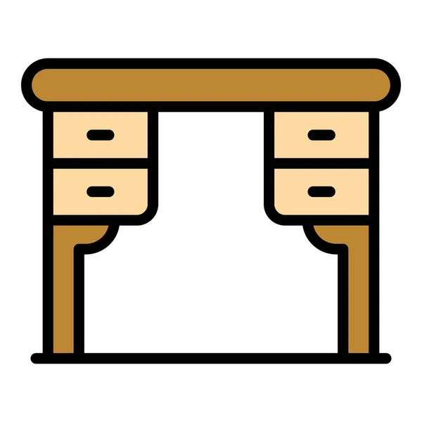 Vektor warna ikon tabel kayu kantor - Stok Vektor
