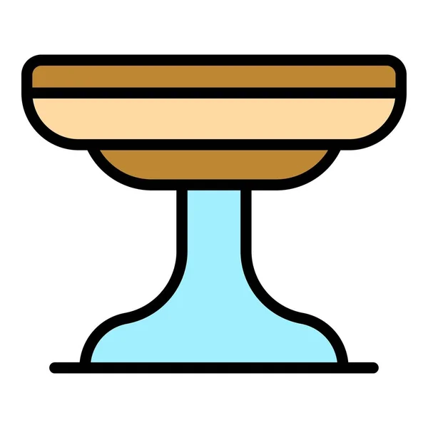Table ronde intérieure icône couleur contour vecteur — Image vectorielle