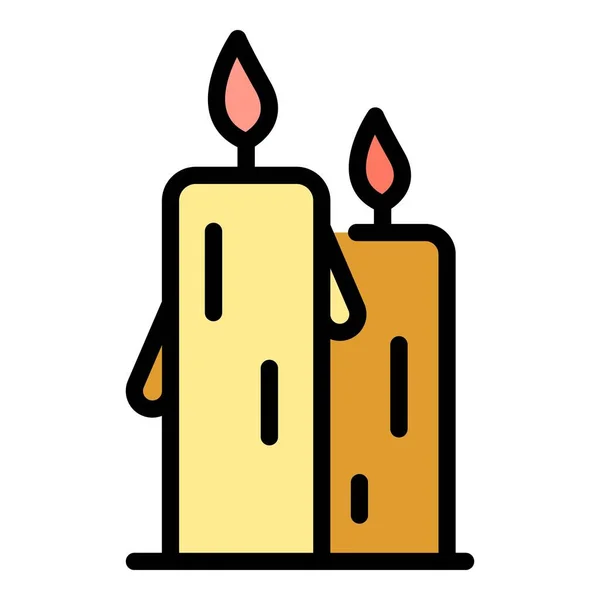 Plant candle icon color outline vector — Vetor de Stock