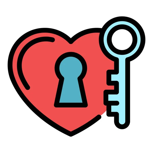 Corazón clave icono de credibilidad color contorno vector — Vector de stock