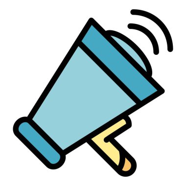 Megafon simgesi renk ana hatları vektörü