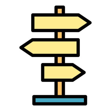 Yönlendirme simge renk ana hatları vektörü