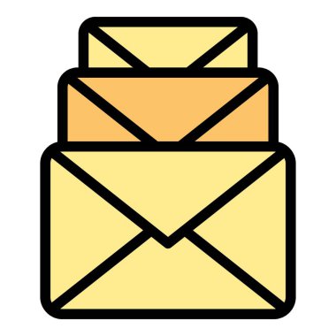 Zarf e- posta simgesi renk ana hatları vektörü