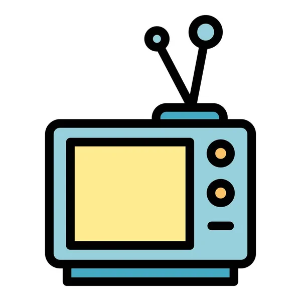 Televisie-apparaat pictogram kleur overzicht vector — Stockvector