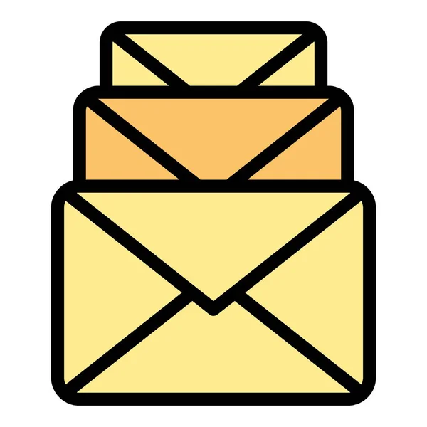 Envolvente correos electrónicos icono color contorno vector — Vector de stock