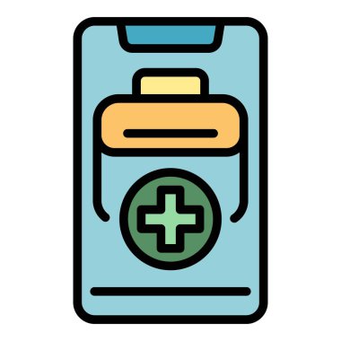 Mobil mağaza uyuşturucu simgesi renk ana hatları vektörü