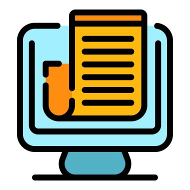 Çevrimiçi görev simgesi renk ana hatları vektörü