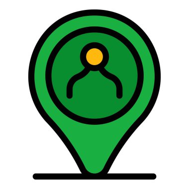 Görev konumu simgesi renk ana hatları vektörü