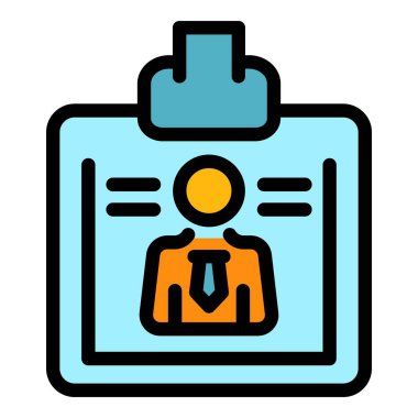 İşçi rozeti simgesi renk ana hatları vektörü