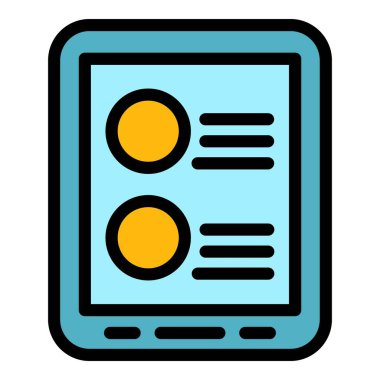 Çevrimiçi görev konumu simgesi renk ana hatları vektörü