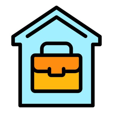 Uzak çalışma simgesi renk ana hatları vektörü