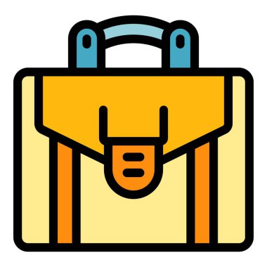 Ofis evrak çantası simgesi renk ana hatları vektörü