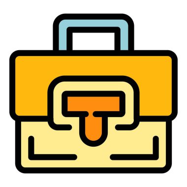 Seyahat çantası simgesi renk ana hatları vektörü