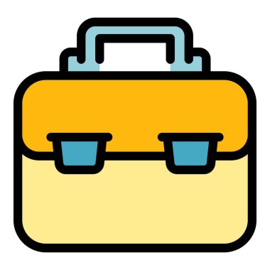 Bagaj valizi simgesi renk ana hatları vektörü