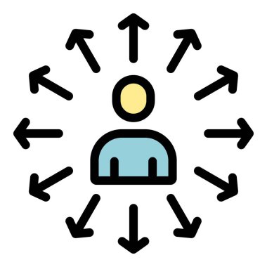 İnsan fırsatı simgesi renk ana hatları vektörü
