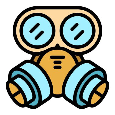 Koruma gazı maskesi simgesi renk ana hatları vektörü