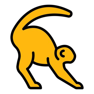 Egzotik gibbon simgesi renk ana hatları vektörü