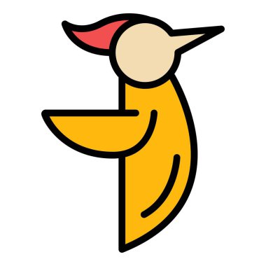 Orman ağaçkakanı simgesi renk ana hatları vektörü