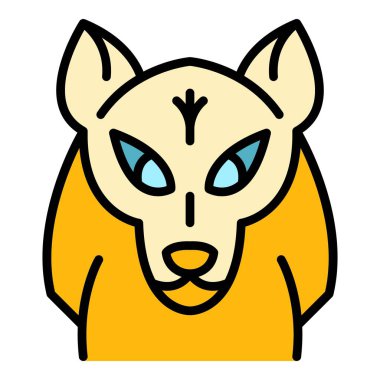 Maskot kurt simgesi renk ana hatları vektörü