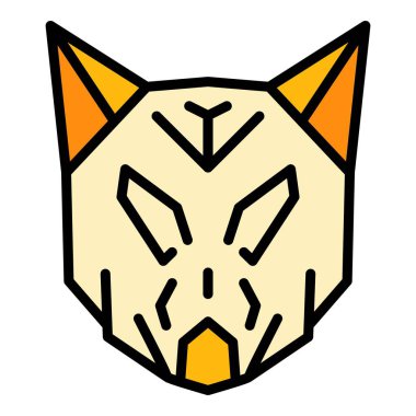 İskandinav kurt simgesi renk ana hatları vektörü