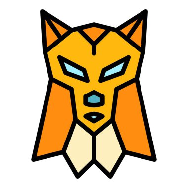 Köpek kurt simgesi renk ana hatları vektörü