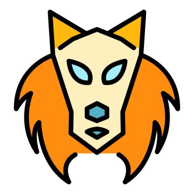 Eski kurt simgesi renk ana hatları vektörü