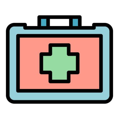 TeleHealth simgesi renk ana hatları vektörü