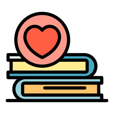 Sağlık kitapları simgesi renk ana hatları vektörü