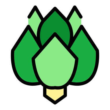 Botanik enginar simgesi renk ana hatları vektörü