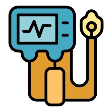 Solunum cihazının tıbbi makine simgesi renk çizgisi vektörü