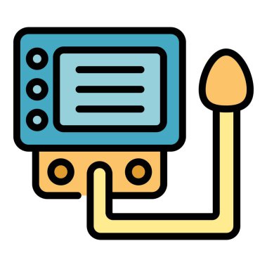 İnceleme vantilatörü tıbbi makine simgesi renk ana hatları vektörü