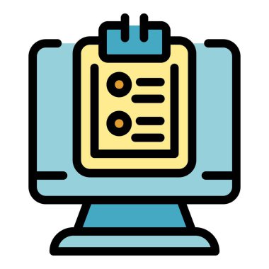 Çevrimiçi iş uygulaması renk ana hatları vektörü