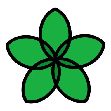 Plumeria egzotik simge renk ana hatları vektörü