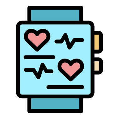 Smartwatch simgesi renk ana hatları vektörü