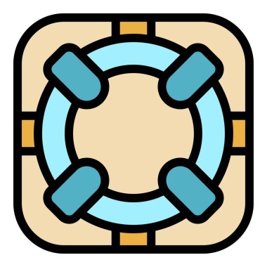 Lifebuoy simgesi renk ana hatları vektörü