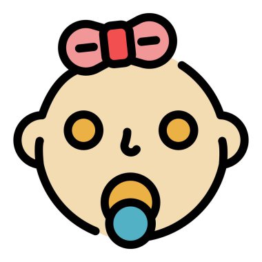 Yeni doğan bebek simgesi renk ana hatları vektörü